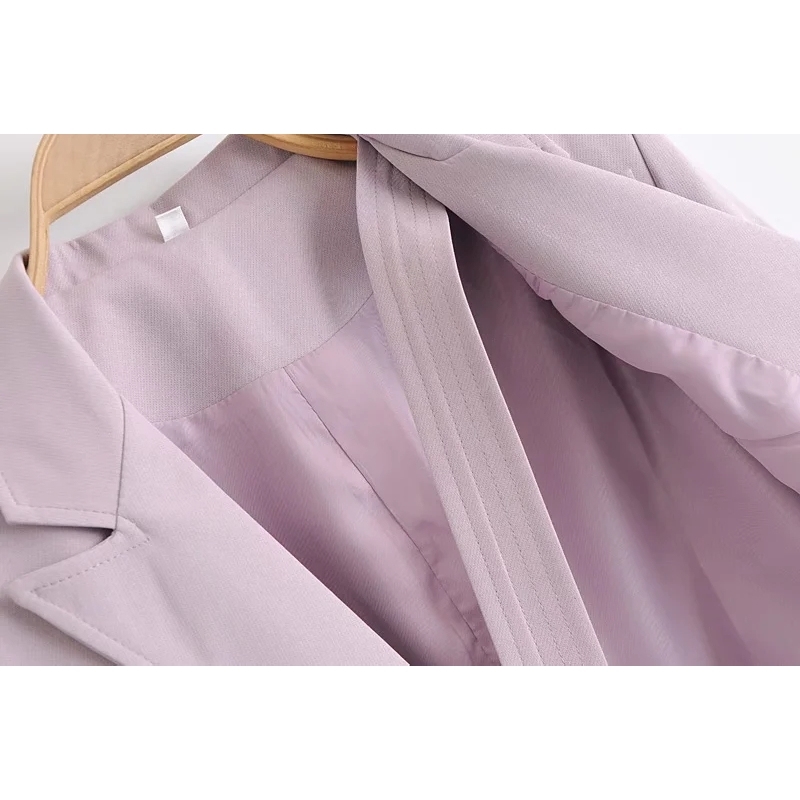 fashion ladies buttonfly long jackets autumn purple women suits casual pocket female coats warm girls loose suit 210430