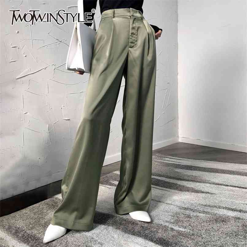 Loose Minimalist Trouser For Women High Waist Casual Solid Wide Leg Pants Female Fashion Clothing Spring 210521, Green
Loose Minimalist Trouser For Women High Waist Casual Solid Wide Leg Pants Female Fashion Clothing Spring 210521, Green