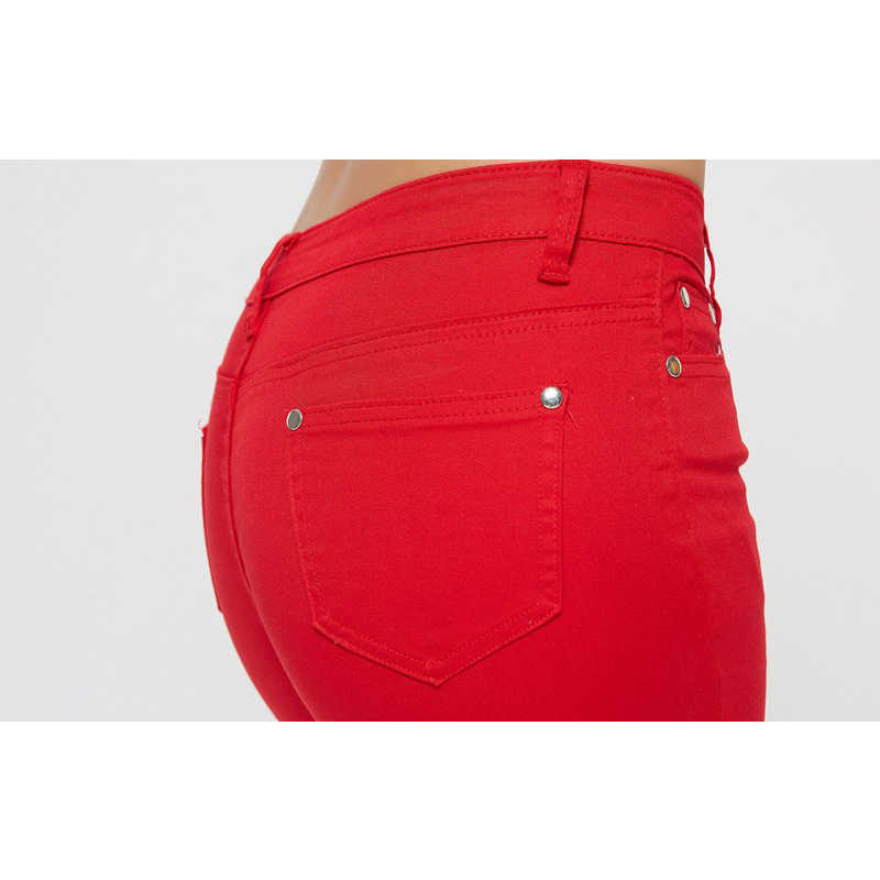 Pant Elastic Pencil Jeans Candy Colored Mid Waist Zipper Slim Fit Skinny Full Length Female Trouser For Woman 210809