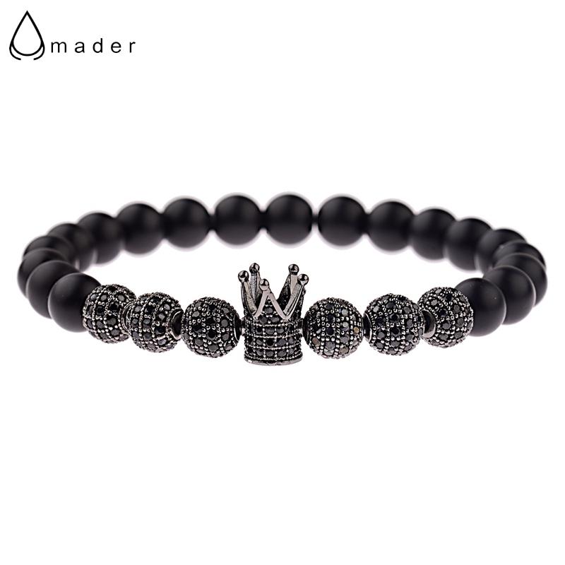Beaded, Strands Amader 8MM Luxurious Black Micro Pave CZ Ball&Crown Beads Bracelet Men Natural Matte Stone Pulseira Masculina AB703
Beaded, Strands Amader 8MM Luxurious Black Micro Pave CZ Ball&Crown Beads Bracelet Men Natural Matte Stone Pulseira Masculina AB703