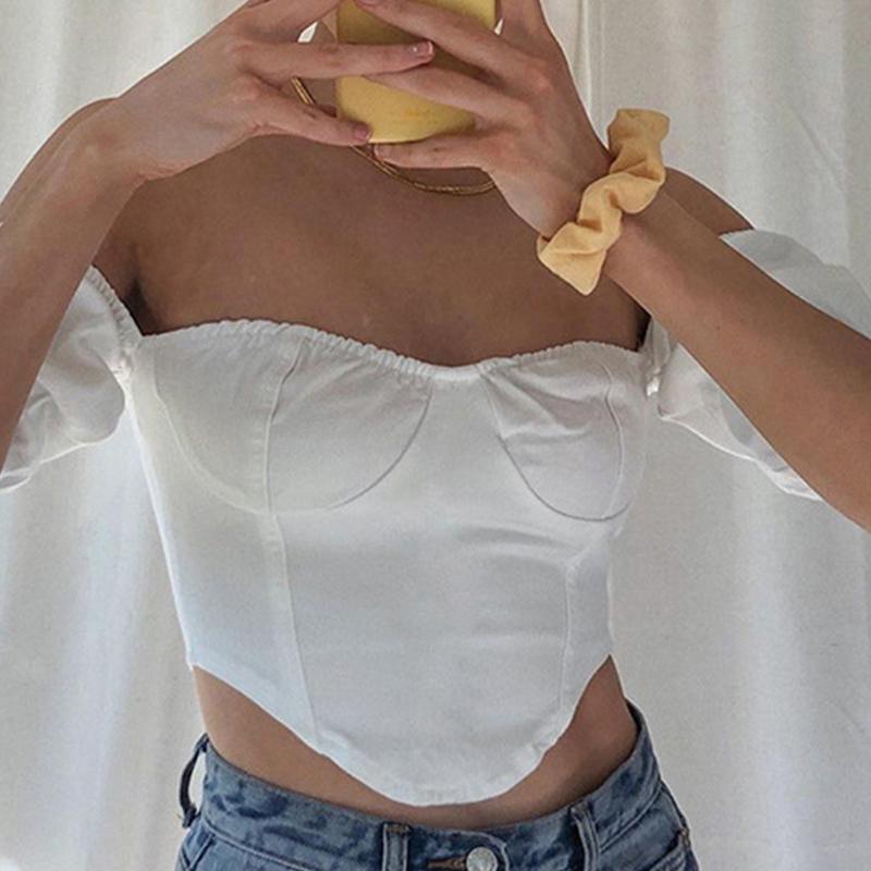 Women' T-Shirt Off Shoulder Solid Backless Women Clothing Stitching Ruffle Slim PulloverLadies Tee-Shirts Cropped Top Female Summer, White
Women' T-Shirt Off Shoulder Solid Backless Women Clothing Stitching Ruffle Slim PulloverLadies Tee-Shirts Cropped Top Female Summer, White