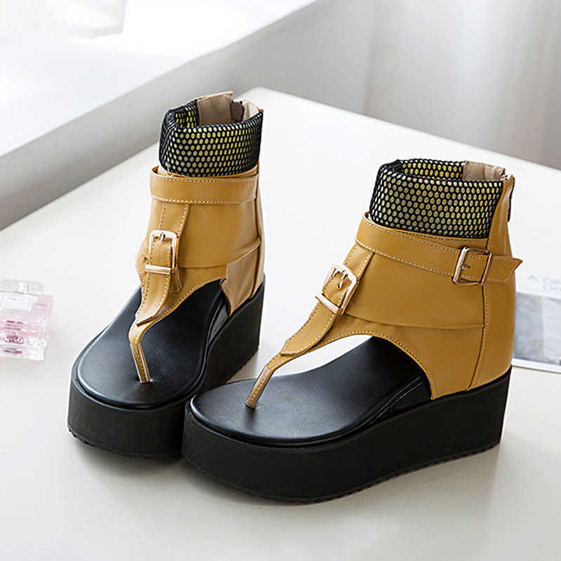 Brand Fashion Women Platform Sandals Summer Wedges Shoes Woman High-top Leather Gladiator Flip-Flops, Black
Brand Fashion Women Platform Sandals Summer Wedges Shoes Woman High-top Leather Gladiator Flip-Flops, Black