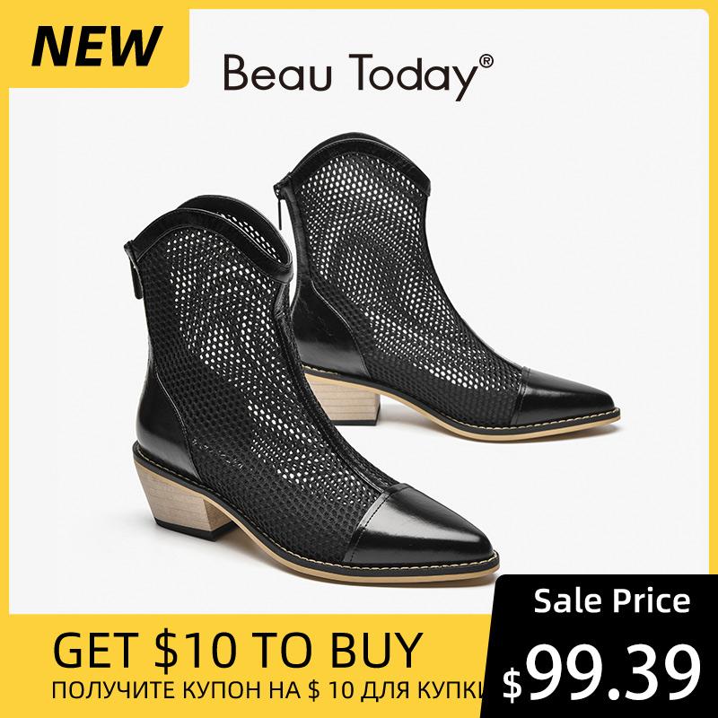 Boots BeauToday Ankle Women Cow Leather Summer Sandals Mesh Pointed Toe Hallow Back Zipper High Heel Shoes Ladies 07116, Black
Boots BeauToday Ankle Women Cow Leather Summer Sandals Mesh Pointed Toe Hallow Back Zipper High Heel Shoes Ladies 07116, Black