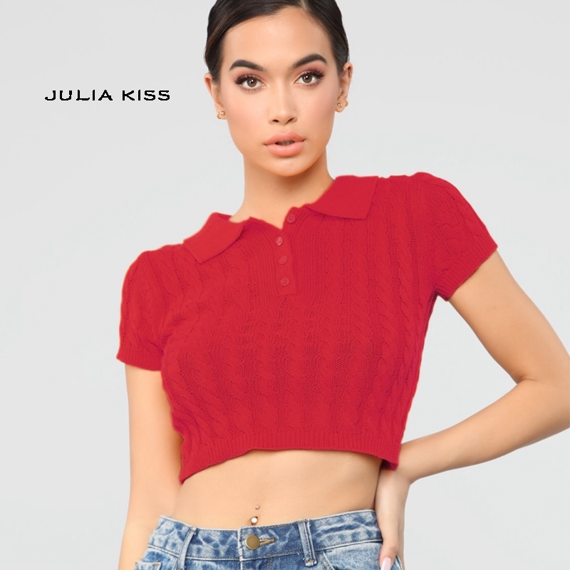 Women Textured Knitted Crop sweater 210512