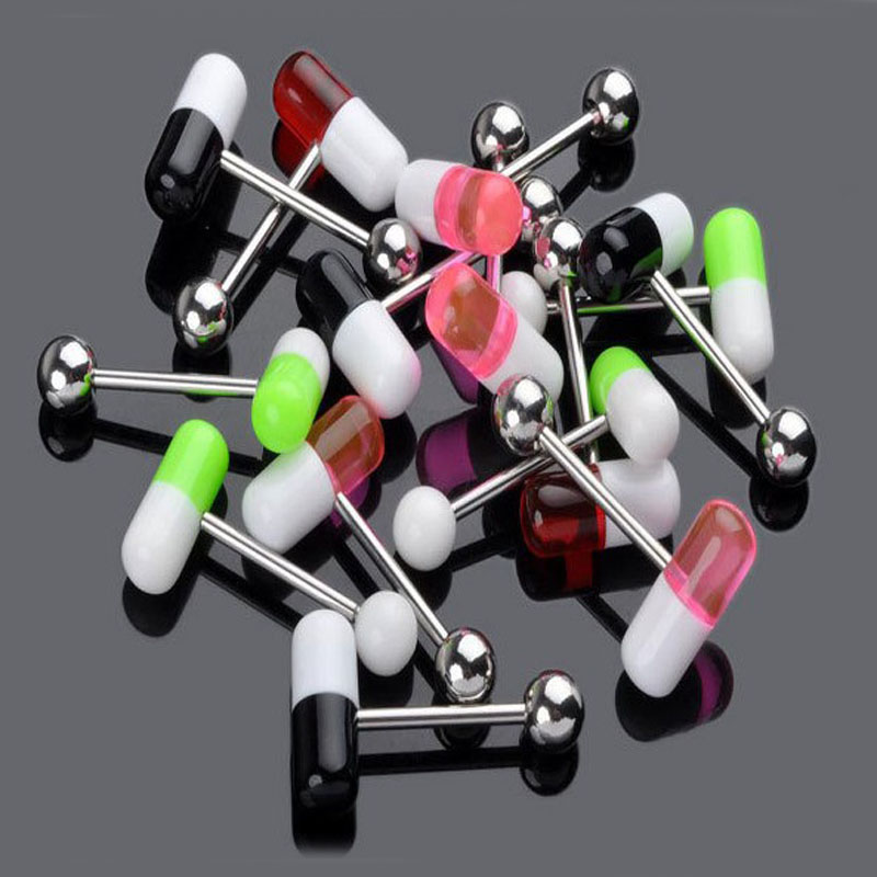 Body Piercing Jewelry Capsule Shape Tongue Bar Nipple Bars Ring Labret Lip Piercing Jewellery for Men Women Wholesale Price