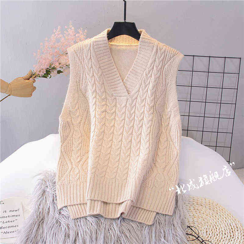 Spring Autumn Women Sweater Vest Woman Short Loose Knitted Sleeveless Ladies V-Neck Pullover Tops Female Outerwear 211120