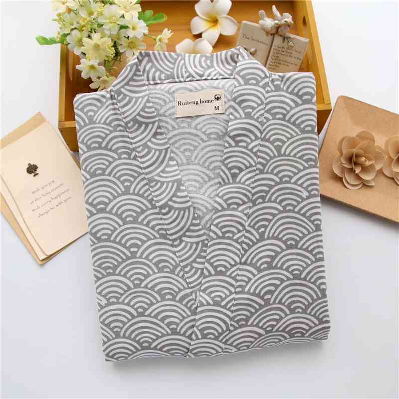 Simple wave 100% cotton shorts pyjamas men short sleeves sleepwear Japanese kimono pajamas sets shorts home bathrobes bedgown 210812