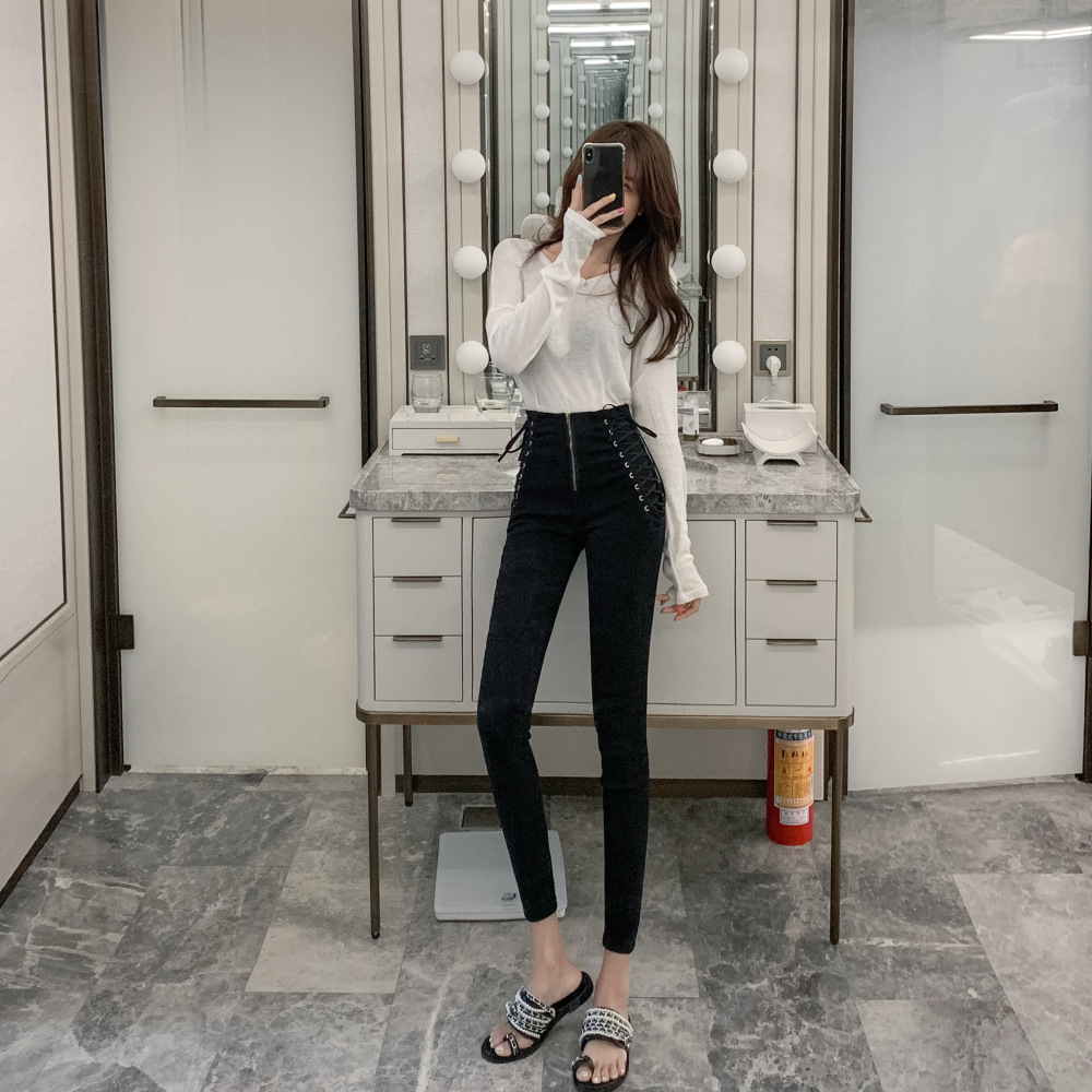 Women' jeans Net Red Autumn High Waist Jeans Show Thin Tight Pencil Quarter Pants Lady, Black
Women' jeans Net Red Autumn High Waist Jeans Show Thin Tight Pencil Quarter Pants Lady, Black
