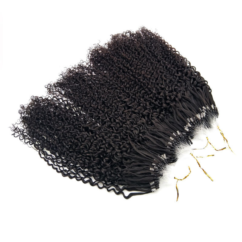 Remy Loop Micro Ring Beads Tipped Curly Human Hair Extensions 100Strands 100g Human Micro Loop 28 Factory Outlet 9A Human Hair Bundles