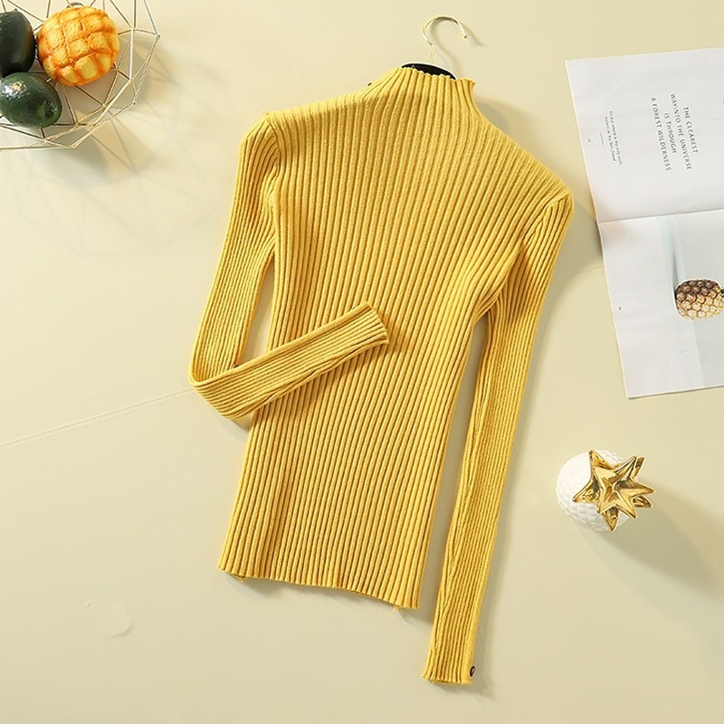 Winter Clothes Women Long Sleeve Half-turtleneck Thickened Women's Sweater Korean Casual Button Decoration Slim Top 11747 210427