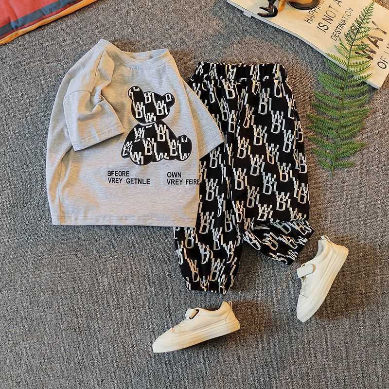 Children's season suit 2021 new western style children cartoon printed short-sleeved mosquito pants two-piece suit GC308, Gray
Children's season suit 2021 new western style children cartoon printed short-sleeved mosquito pants two-piece suit GC308, Gray