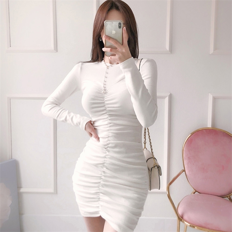 white tight korean ladies long Sleeve fall drape Sexy Office nightclub Party Mini Dress for women china clothing 210602
white tight korean ladies long Sleeve fall drape Sexy Office nightclub Party Mini Dress for women china clothing 210602
