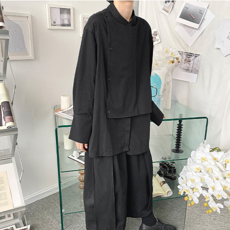 Spring niche dark art asymmetric irregular loose deconstruction shirt men's and women's sc37 p70 210524