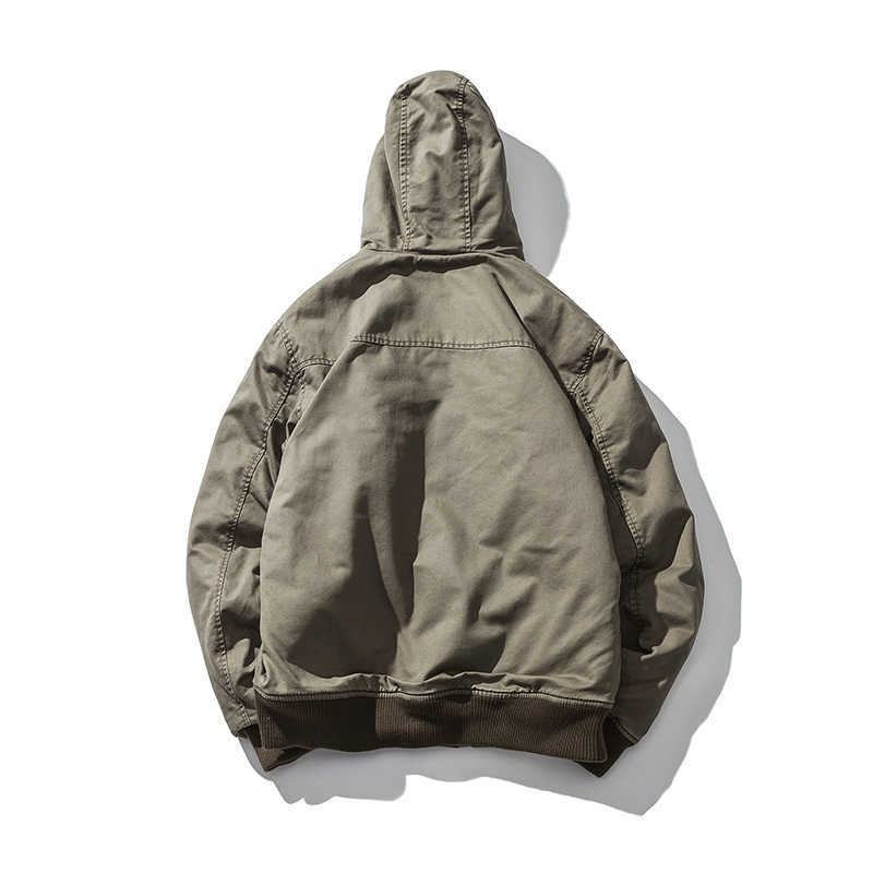 Wholesale Winter Men Parkas Fashion Hooded Collar Thick Warm Windbreaker Men Jacket Coats Cotton Japanese Style Army Green 210603