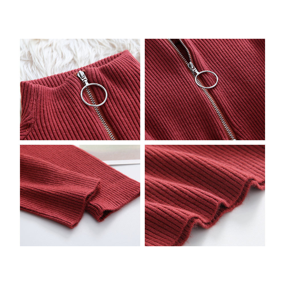Autumn Winter Sweaters Women Sexy Slim Solid Color Korean Zipper Knit Pullovers Bottom Ladies Pullover Tops 210428