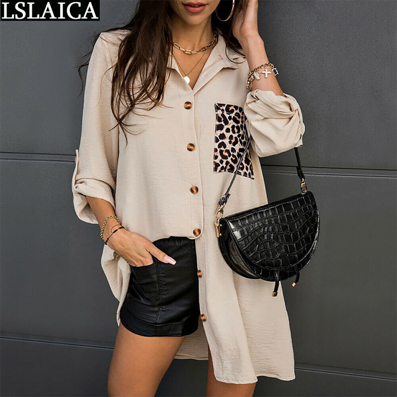 Tops for Women Fashion Party Casual Elegant Clothing Button Loose Leopard Printing Pocket Stitching 's Shirt 210520, Khaki
Tops for Women Fashion Party Casual Elegant Clothing Button Loose Leopard Printing Pocket Stitching 's Shirt 210520, Khaki