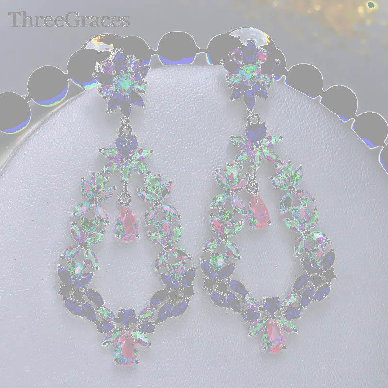 Dangle & Chandelier ThreeGraces Summer Jewelry Long Flower Drop Bohemian Earrings Yellow Green Red Multicolor Cubic Zirconia Stone For Women, Silver
Dangle & Chandelier ThreeGraces Summer Jewelry Long Flower Drop Bohemian Earrings Yellow Green Red Multicolor Cubic Zirconia Stone For Women, Silver