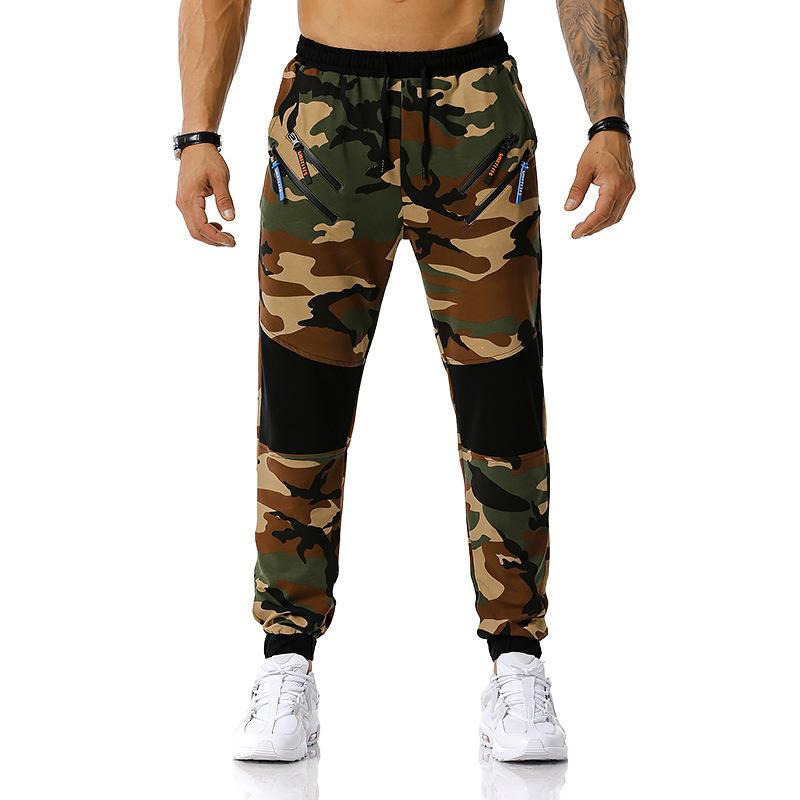 Spring And Autumn Men's Mosaic Camouflage Jogging Pants, Outdoor Sports Training Fitness Pants