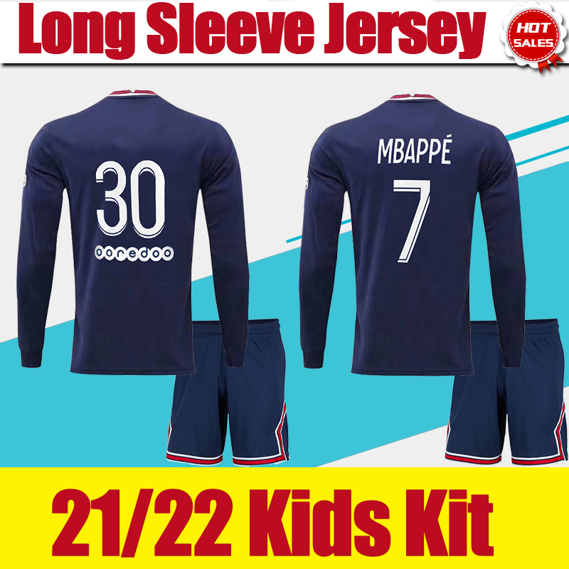 Kids Kit Long Sleeve Soccer Jersey #7 MBAPPE #2 HAKIMI #5 MARQUINHOS #4 SERGIO RAMOS #6 VERRATTI Home Soccer Shirt Children Boys Girls Football Uniforms 2021 2022
Kids Kit Long Sleeve Soccer Jersey #7 MBAPPE #2 HAKIMI #5 MARQUINHOS #4 SERGIO RAMOS #6 VERRATTI Home Soccer Shirt Children Boys Girls Football Uniforms 2021 2022