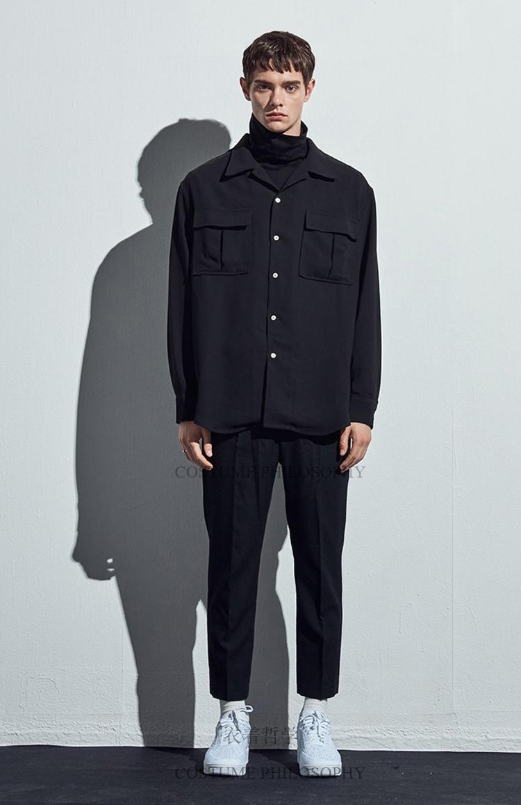 S-6XL 2021 Men's Clothing Hair Stylist Fashion Original Street Model Draping Cutting Shirt Plus Size Stage Costumes Casual Shirts
