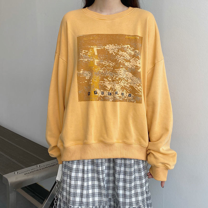 2 colors autumn korean style wash Women Sweatshirts Long Sleeve Sweatshirt Womens pullovers ( X1523) 210423