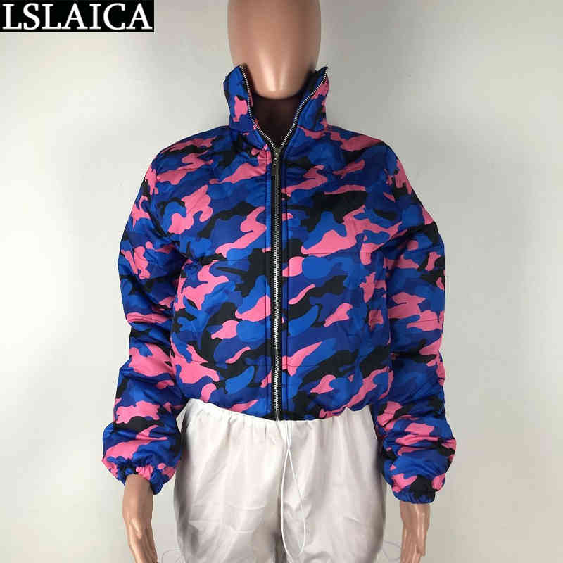 Arrival Ladies Toppies Long Sleeve Camouflage Print Winter Warm Coat Women Turn-down Collar Casual Fashion Jackets for 210515