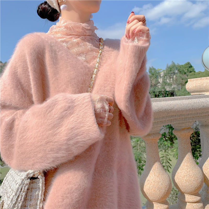 Fleece Sweater Women Winter Warm Thick Sweet Pullover Female Loose Japanese Kawaii Korean Tops 210510