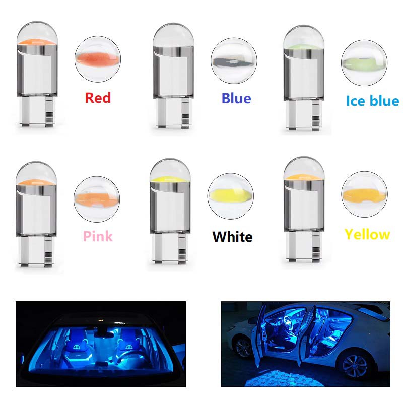 10PCS/Set T10 W5W WY5W 168 501 192 2825 COB LED Light Car Lamps Parking Side Door Bulb Instrument Lamp Auto License Plate Lights