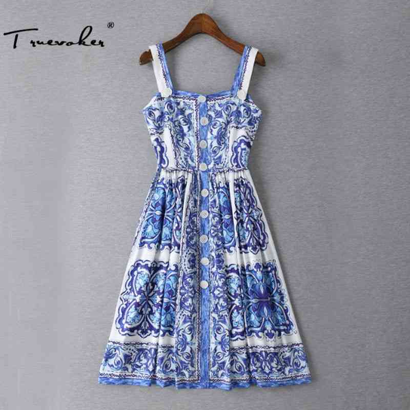 Truevoker Designer Dres's High Quality Retro Blue White Porcelain Printed Button Spaghetti Strap Knee Length 210602
Truevoker Designer Dres's High Quality Retro Blue White Porcelain Printed Button Spaghetti Strap Knee Length 210602