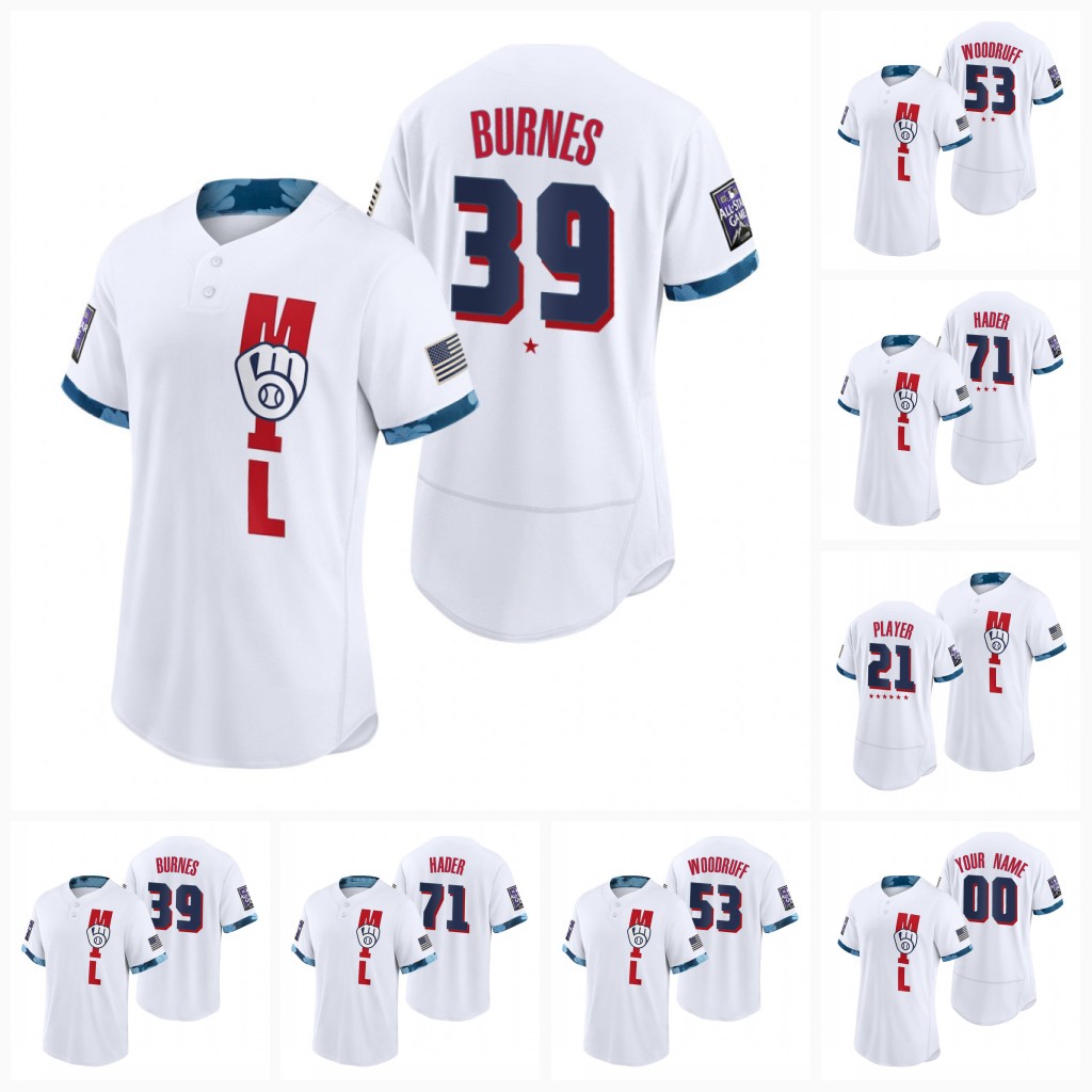 2021 All-Star Game Christian Yelich Jersey Corbin Burnes Josh Hader Woodruff Jackie Bradley Jr. Kolten Wong Willy Adames Cain Braun Brent Su, Blue;black
2021 All-Star Game Christian Yelich Jersey Corbin Burnes Josh Hader Woodruff Jackie Bradley Jr. Kolten Wong Willy Adames Cain Braun Brent Su, Blue;black