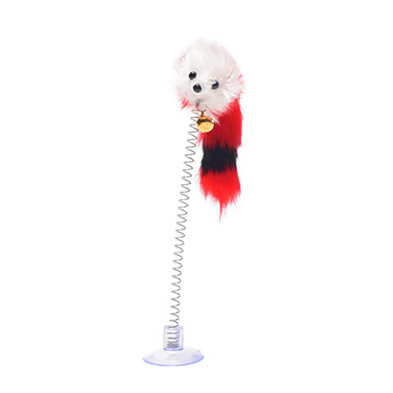 1Pcs Plastic Cat Toys Random Color Mice Shape Pet Products 20*10CM with Bottom Sucker Funny Elastic