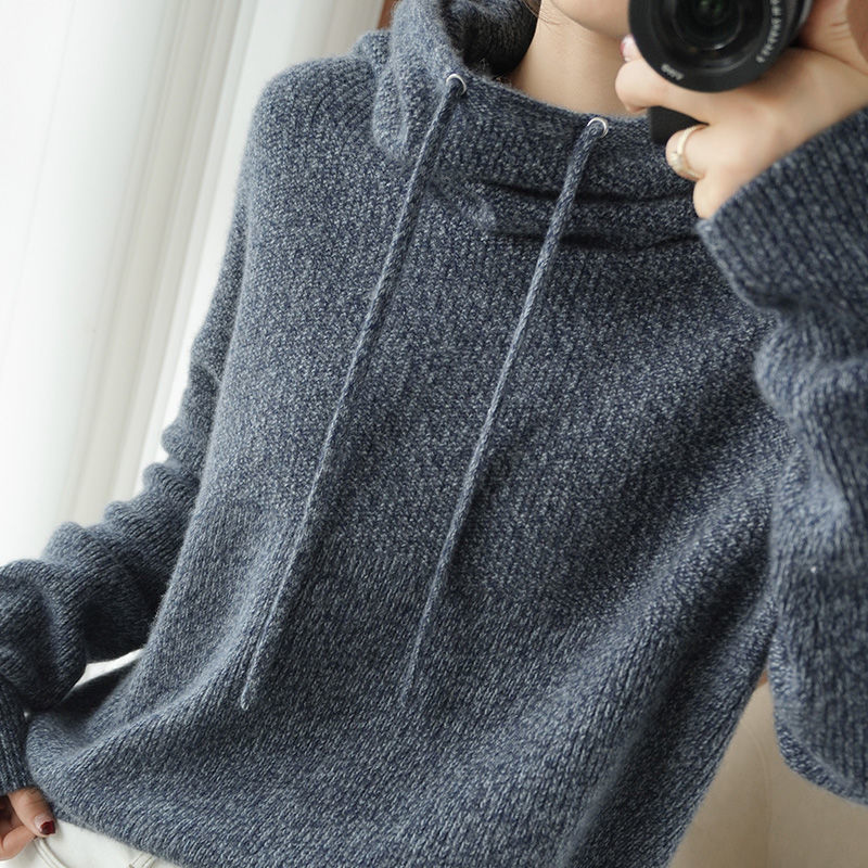 Nomikuma Korean Drawstring Hooded Women Sweater Causal Long Sleeve Plus Size Knitwear Autumn Winter Knit Pull Femme 6D549 210427