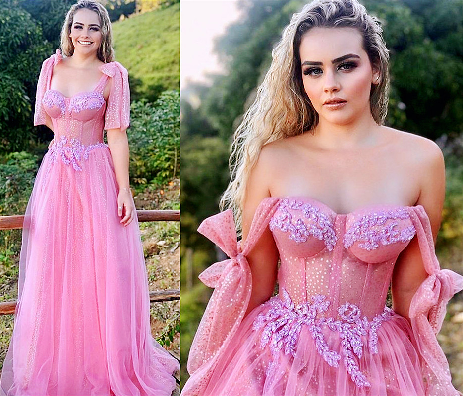 2021 Plus Size Arabic Aso Ebi Pink Lace Beaded Prom Dresses Spaghetti A-line Tulle Evening Formal Party Second Reception Bridesmaid Gowns Dress ZJ321