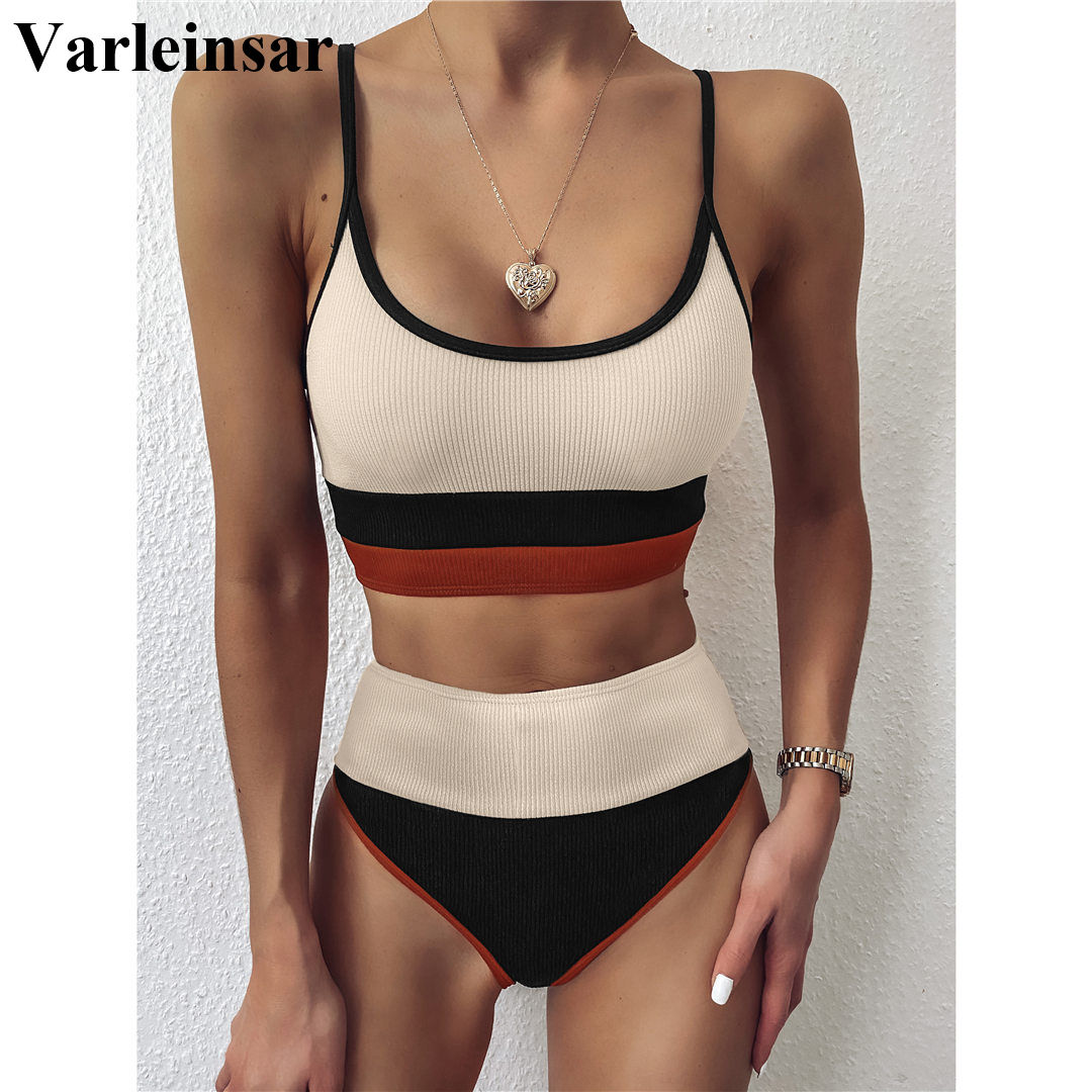 Ribbed Splicing Female Swimsuit High Waist Bikini 2021 Women Swimwear Two-pieces Bikini set Bather Bathing Suit Swim Lady V2238
Ribbed Splicing Female Swimsuit High Waist Bikini 2021 Women Swimwear Two-pieces Bikini set Bather Bathing Suit Swim Lady V2238