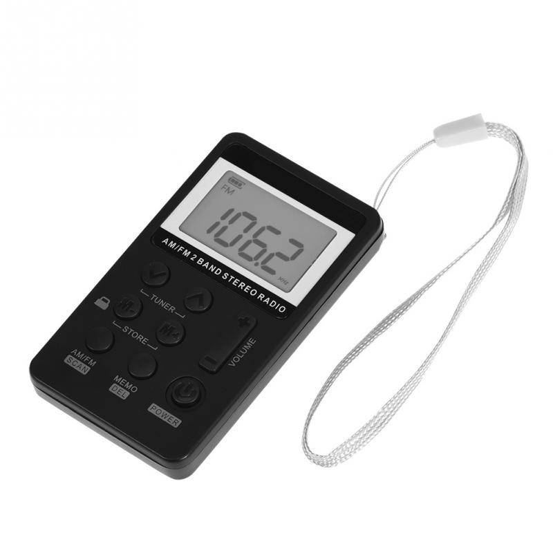 HanRongDa Mini Radio Portable AM/FM Dual Band Stereo Pocket Receiver With Battery LCD Display & Earphone HRD-103