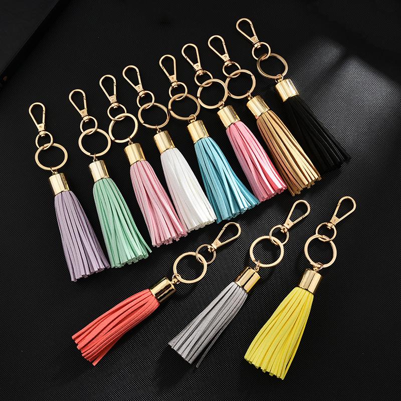 Keychains Trendy Women Solid Color Tassels Keychain Bag Pendant Alloy Car Key Chain Ring Holder Fashion Chars Jewelry Gifts Accessories
Keychains Trendy Women Solid Color Tassels Keychain Bag Pendant Alloy Car Key Chain Ring Holder Fashion Chars Jewelry Gifts Accessories