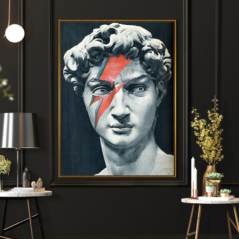 Black White Sculpture of David Canvas Paintings on the Wall Art Posters And Prints Wall Art Canvas Pictures For Living Room