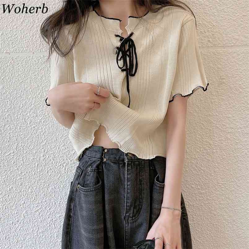 Summer Bandage T-shirt Women Slim Short Sleeve Tops Tees Casual All Match Chic Crop Tshirts Girl Elegant 210519, Yellow
Summer Bandage T-shirt Women Slim Short Sleeve Tops Tees Casual All Match Chic Crop Tshirts Girl Elegant 210519, Yellow