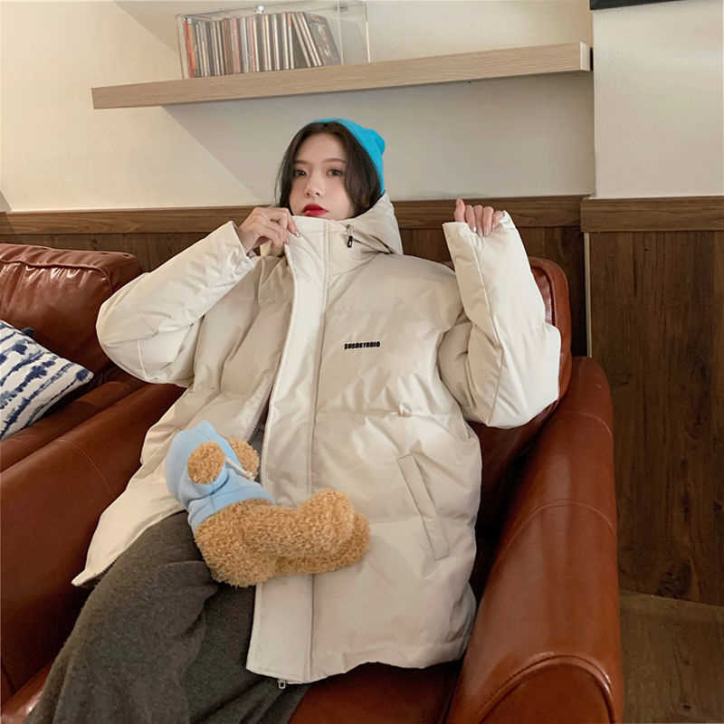 Winter Jacket Women Cotton Padded Korean Loose Solid Short Warm Streetwear Fashion Bubble Bread Coat 211013