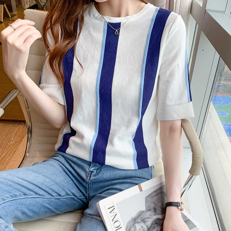 Korean Women Shirt Chiffon Blouses for Short Sleeve Shirts Tops Woman Striped Pullover Blouse Plus Size 210604, White
Korean Women Shirt Chiffon Blouses for Short Sleeve Shirts Tops Woman Striped Pullover Blouse Plus Size 210604, White