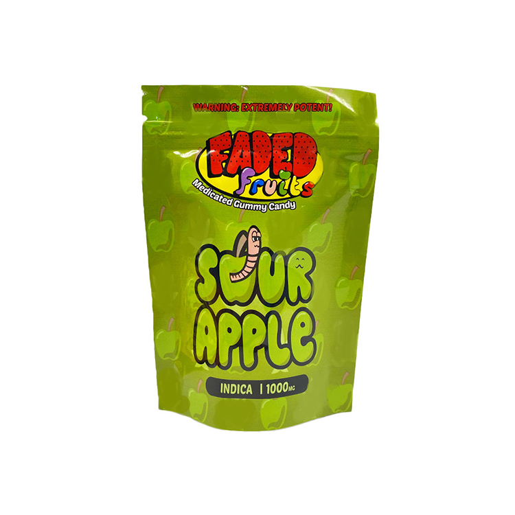faded fruits packaging bags sativa 1000mg package gummies california gummy candy sour apple flavor mylar plastic bag
faded fruits packaging bags sativa 1000mg package gummies california gummy candy sour apple flavor mylar plastic bag