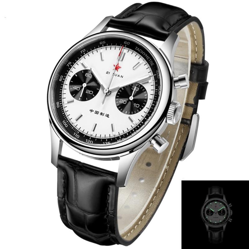 Wristwatches Red Star 40mm Panda Dial 1963 Chronograph Watches Seagull ST19 Hand Winding Movement Sapphire Glass Pilots Mechanical Wristwatc, White no gooseneck
Wristwatches Red Star 40mm Panda Dial 1963 Chronograph Watches Seagull ST19 Hand Winding Movement Sapphire Glass Pilots Mechanical Wristwatc, White no gooseneck