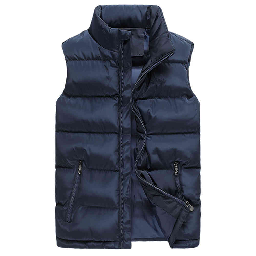 Winter Jacket Down Vest Men Solid Color Gilet Cuir Homme Sleeveless Mens Windproof Warm Waistcoat Slim Thick JK18003 210518