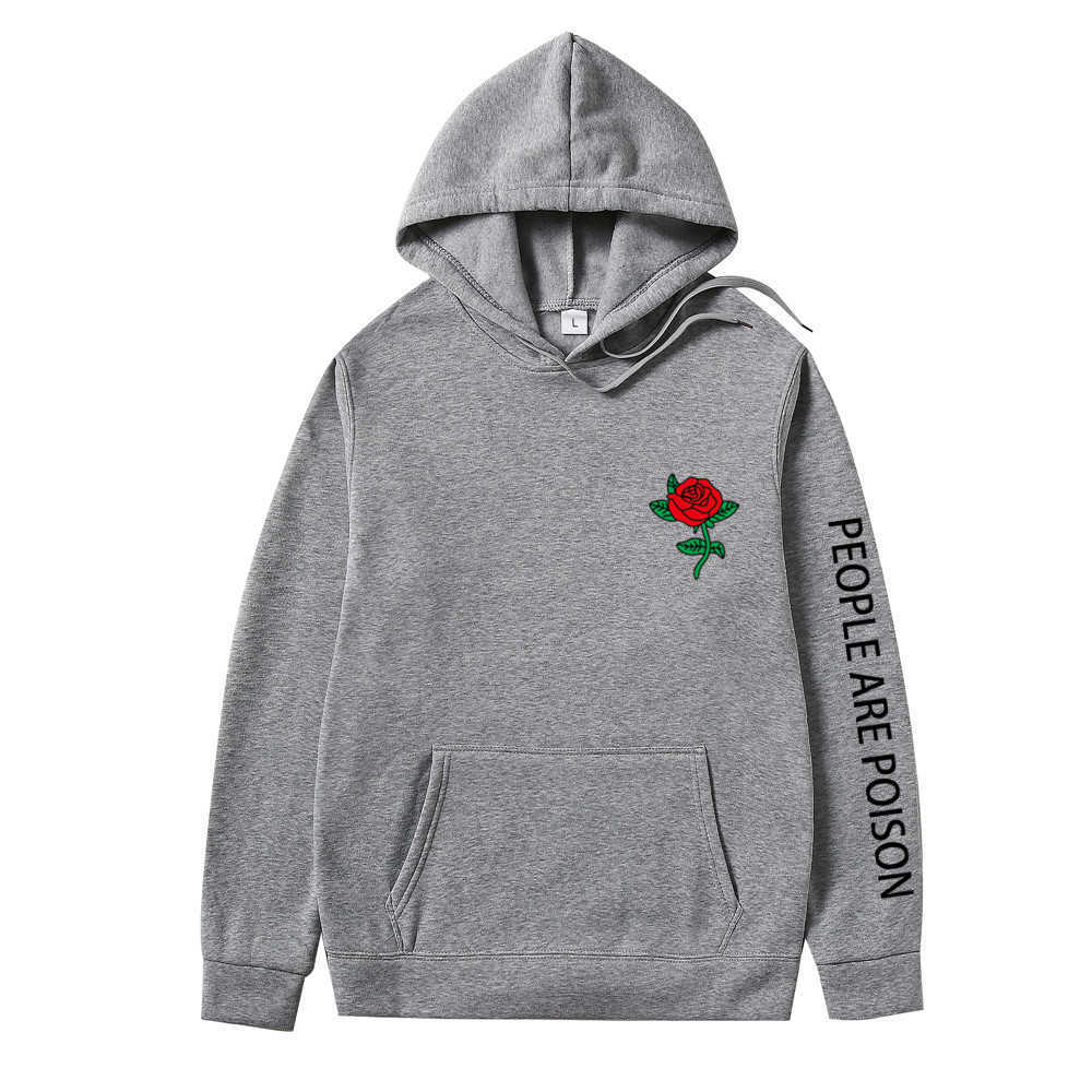 Harajuku Hoodie Men Fashion Red Rose Flower Sweatshirt Autumn Winter Streetwear Men Women Casual Oversized Pullover Clothing H0910
