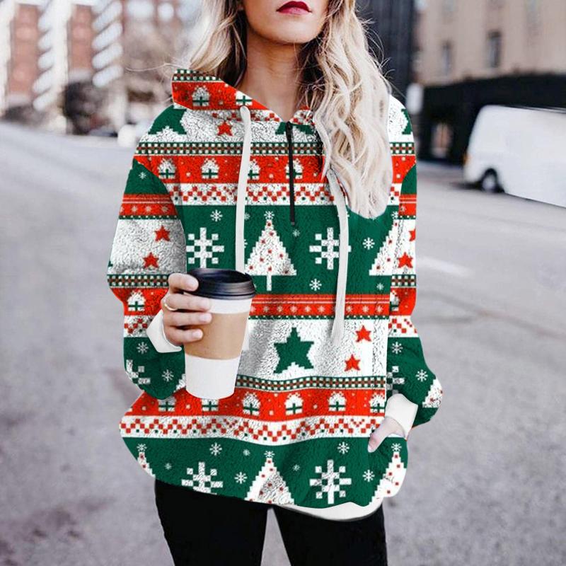 Women's Hoodies & Sweatshirts Christmas Printed Ladies Casual Long-sleeved Loose Plaid Plush Hooded Women Street Wear Top, Black
Women's Hoodies & Sweatshirts Christmas Printed Ladies Casual Long-sleeved Loose Plaid Plush Hooded Women Street Wear Top, Black