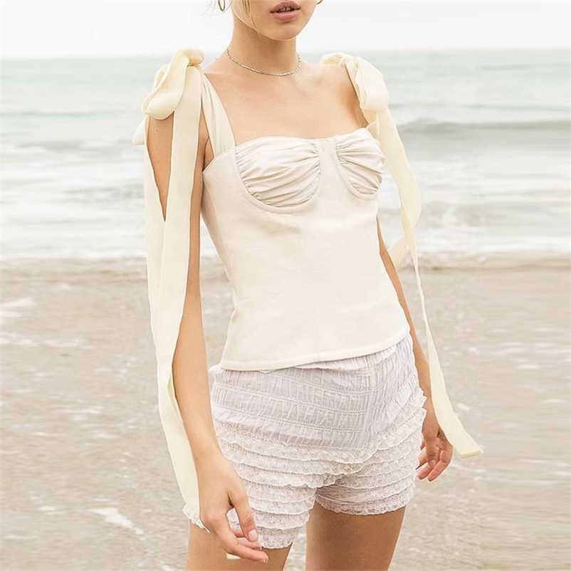 Prais Girl White Crop Tops Female Sleeveless Bandage Short Strap Vest For Women Vintage Fashion Korean Summer 210524
Prais Girl White Crop Tops Female Sleeveless Bandage Short Strap Vest For Women Vintage Fashion Korean Summer 210524