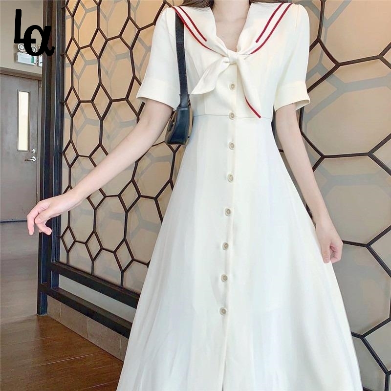Summer Korean Vintage Solid Long Dress Elegant Sweet Cute V Neck Short Sleeve College es for Women Casual 210519, As picture
Summer Korean Vintage Solid Long Dress Elegant Sweet Cute V Neck Short Sleeve College es for Women Casual 210519, As picture
