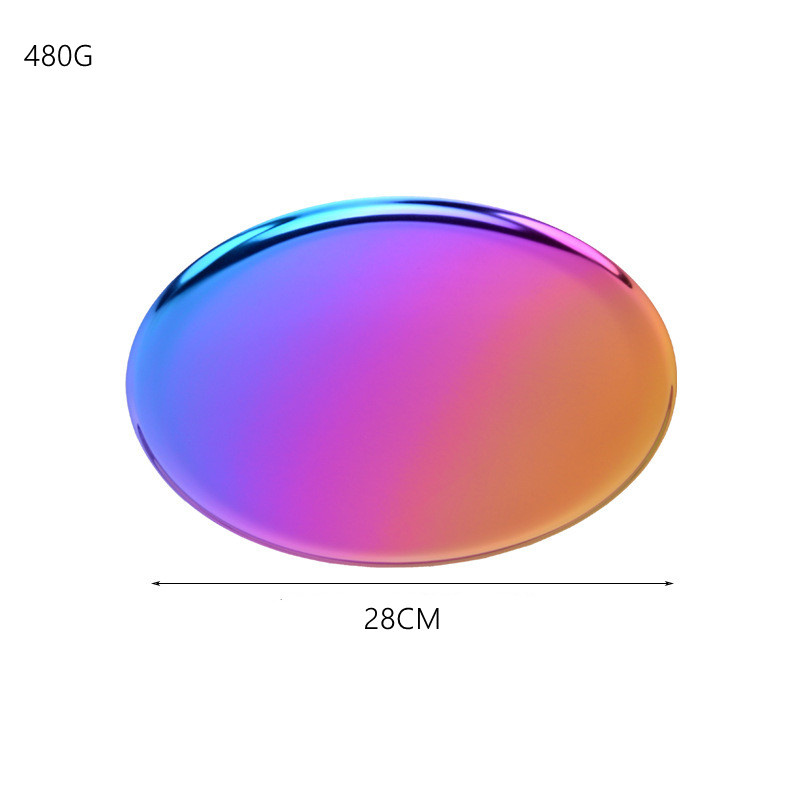 Round Serve Plate Decoration Colored Metal Plates Kitchen Tray Large 28CM