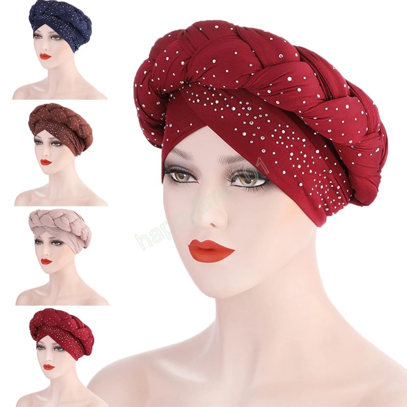 

Female Turban Cap Ready To Wear Headscarf Bonnet Arab Head Wraps African Women Braid Turbans Auto Gele Headtie Muslim Hijab, Mixed color