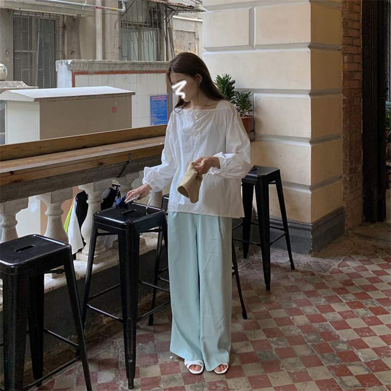 Peppermint Green Wide Leg Trousers Leisure Streetwear Chic Straight Large Size Casual Solid Loose High Quality Pants 210421